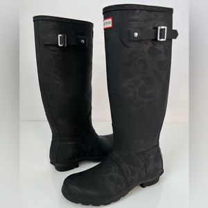 Hunter Original Leopard Texture Tall Rain Boots
